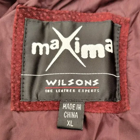 Wilsons Leather Maxima Jacket Women's XL Maroon Suede Lined Vintage 90s Y2K - Picture 14 of 16